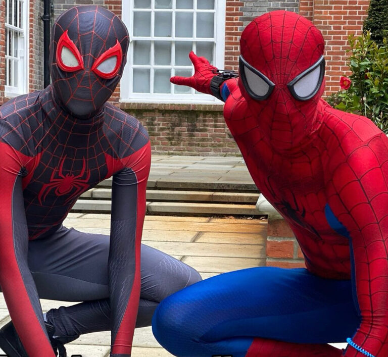 Peter Parker and Miles Morales Spiderman entertainers at a party in Thurrock UK