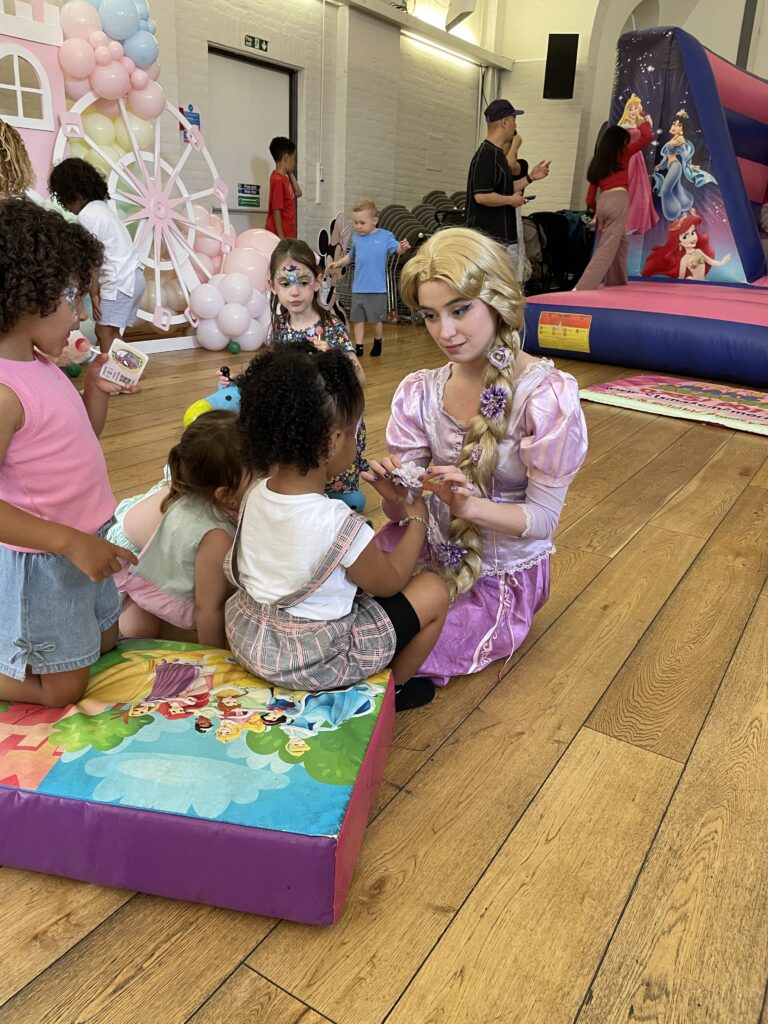 Rapunzel at a princess party in Haringey London