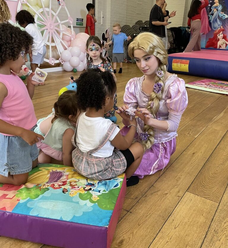 Rapunzel at a princess party in Haringey London